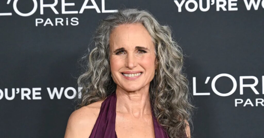 Andie MacDowell’s Shiny Silver Loafer Style Now Available on Amazon